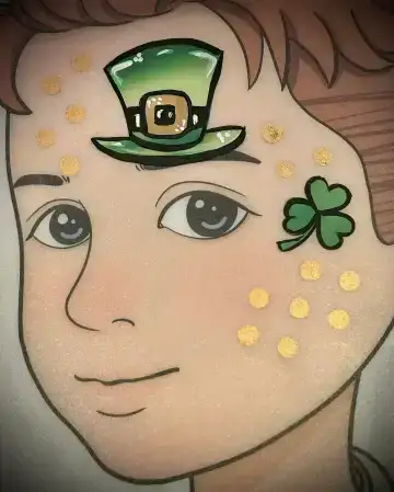 Leprechaun hat face painting design for holiday events and festivals.